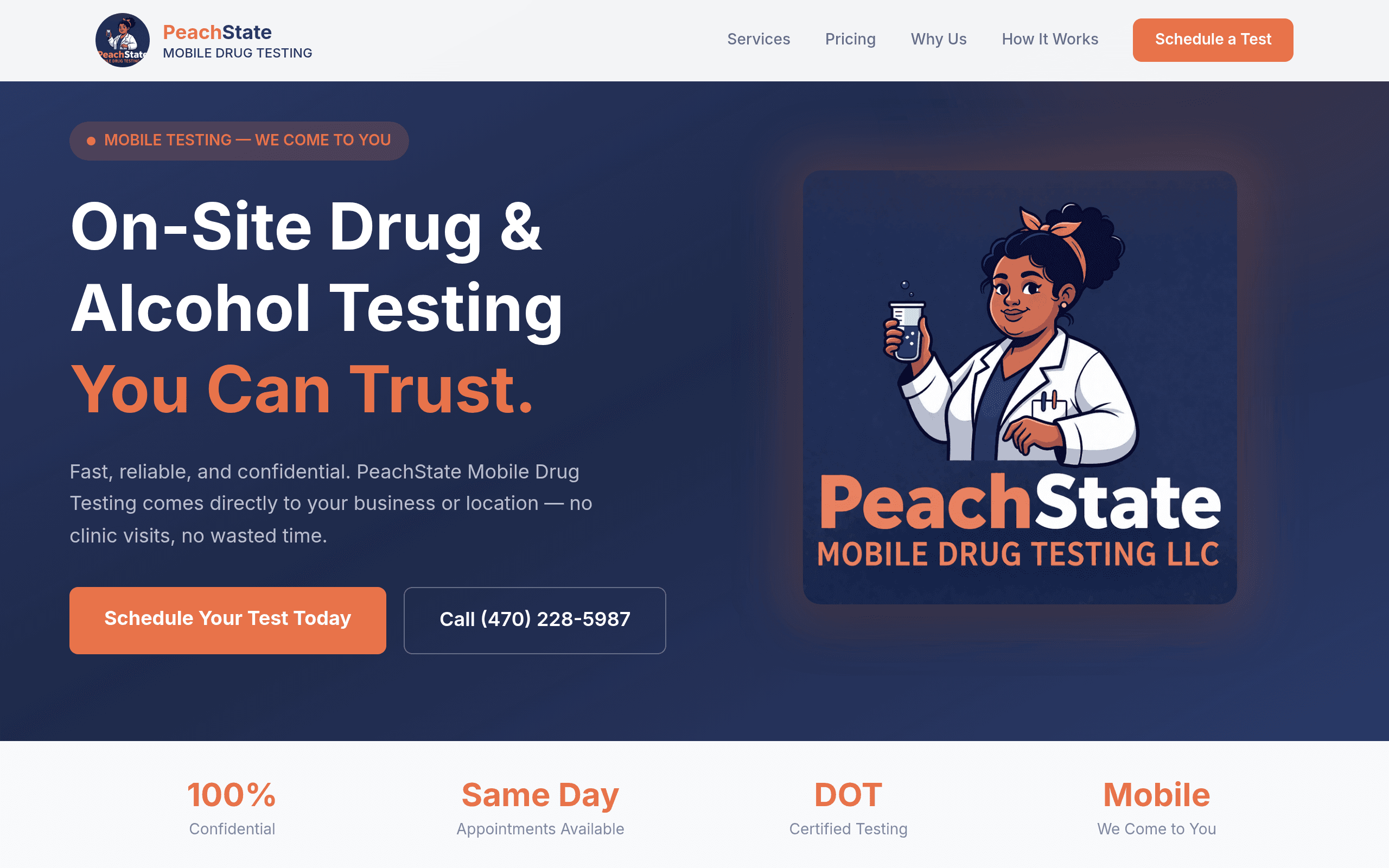 PeachState Drug Testing website screenshot